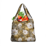 African Leopard Floral Pattern Grocery Bag Savannah Gold