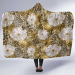African Leopard Floral Pattern Hooded Blanket Savannah Gold