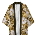 African Leopard Floral Pattern Kimono Savannah Gold