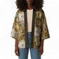 African Leopard Floral Pattern Kimono Savannah Gold