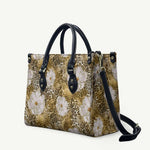 African Leopard Floral Pattern Leather Bag Savannah Gold