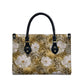 African Leopard Floral Pattern Leather Bag Savannah Gold
