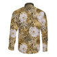 African Leopard Floral Pattern Long Sleeve Button Shirt Savannah Gold