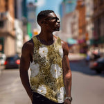 African Leopard Floral Pattern Men Tank Top Savannah Gold