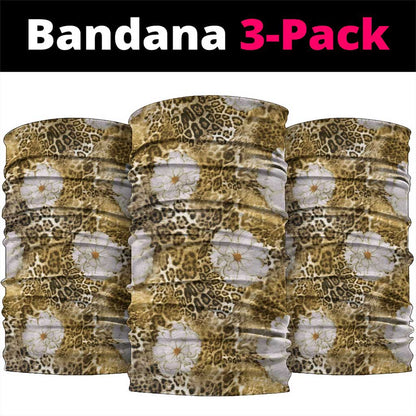 African Leopard Floral Pattern Neck Gaiter Savannah Gold
