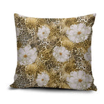 African Leopard Floral Pattern Pillow Cover Savannah Gold