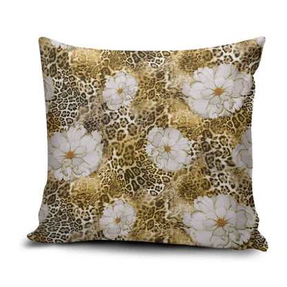 African Leopard Floral Pattern Pillow Cover Savannah Gold