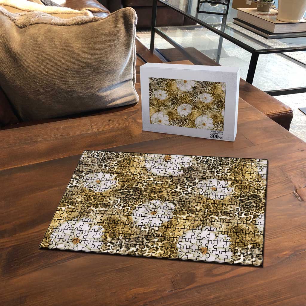 African Leopard Floral Pattern Puzzle Savannah Gold