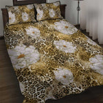 African Leopard Floral Pattern Quilt Bed Set Savannah Gold