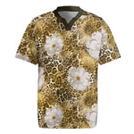 African Leopard Floral Pattern Rugby Jersey Savannah Gold