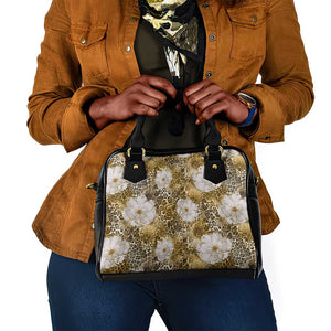 African Leopard Floral Pattern Shoulder Handbag Savannah Gold