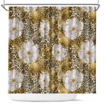African Leopard Floral Pattern Shower Curtain Savannah Gold