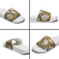 African Leopard Floral Pattern Slide Sandals Savannah Gold