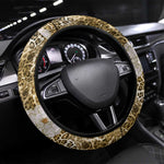 African Leopard Floral Pattern Steering Wheel Cover Savannah Gold
