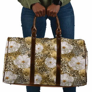 African Leopard Floral Pattern Travel Bag Savannah Gold