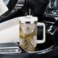 African Leopard Floral Pattern Tumbler With Handle Savannah Gold