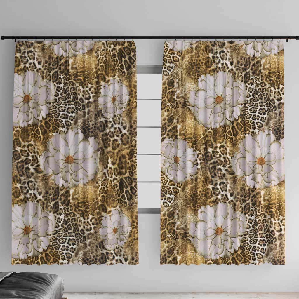 African Leopard Floral Pattern Window Curtain Savannah Gold