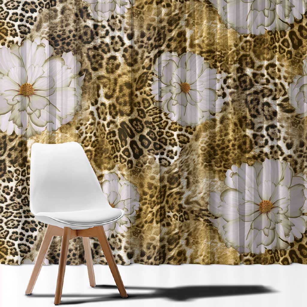 African Leopard Floral Pattern Window Curtain Savannah Gold