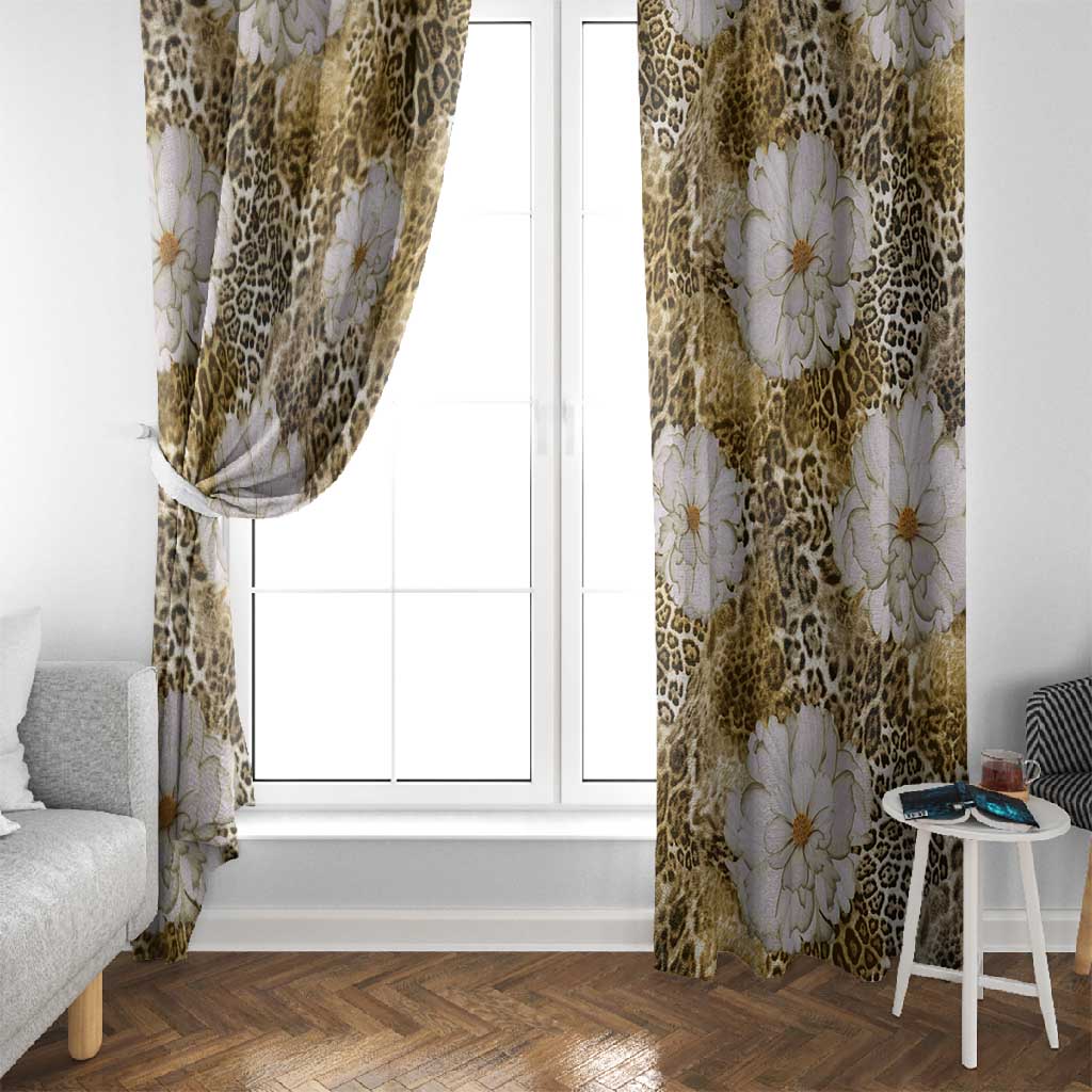 African Leopard Floral Pattern Window Curtain Savannah Gold