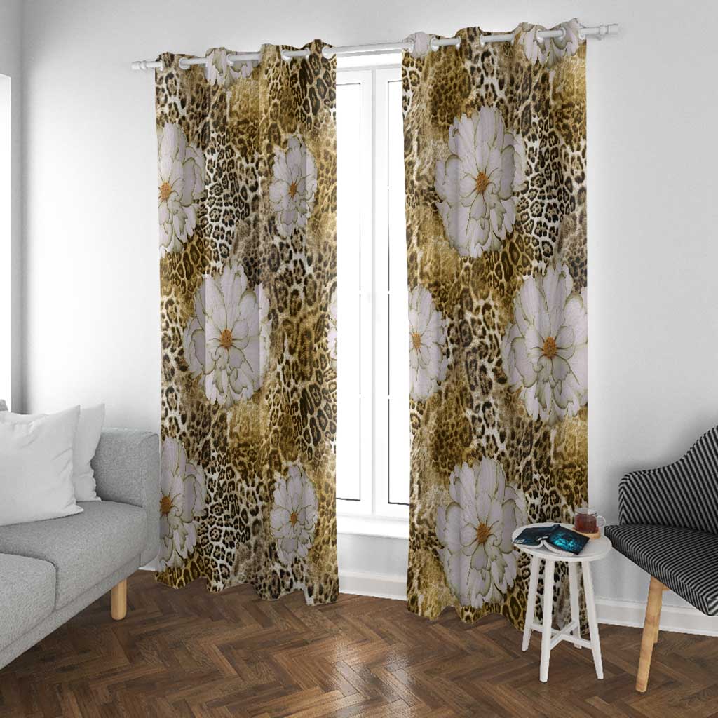 African Leopard Floral Pattern Window Curtain Savannah Gold