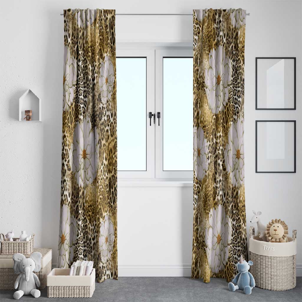 African Leopard Floral Pattern Window Curtain Savannah Gold