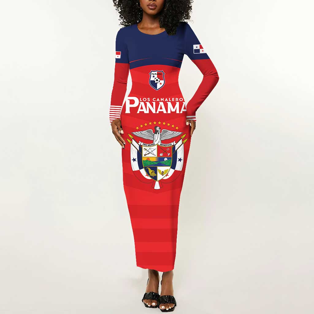Custom Panama Football Long Sleeve Bodycon Dress Go Los Canaleros Go
