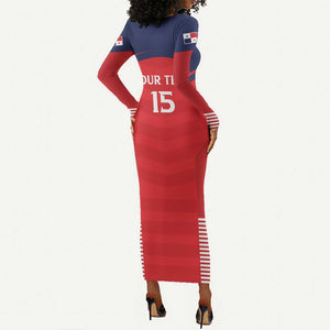 Custom Panama Football Long Sleeve Bodycon Dress Go Los Canaleros Go
