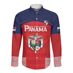 Custom Panama Football Long Sleeve Button Shirt Go Los Canaleros Go