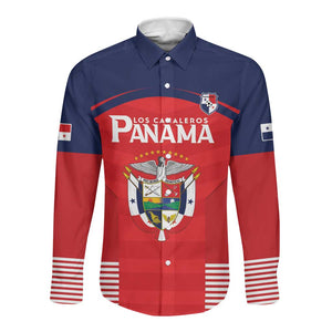 Custom Panama Football Long Sleeve Button Shirt Go Los Canaleros Go