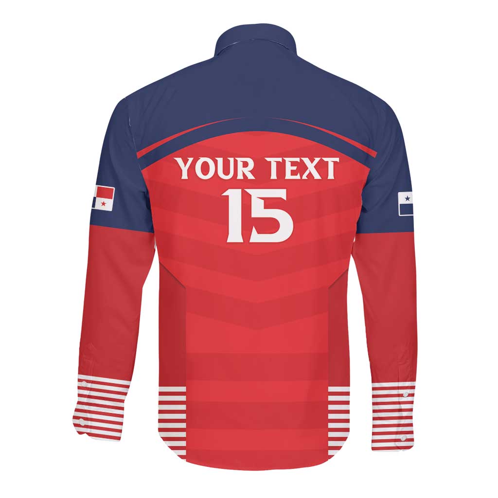 Custom Panama Football Long Sleeve Button Shirt Go Los Canaleros Go