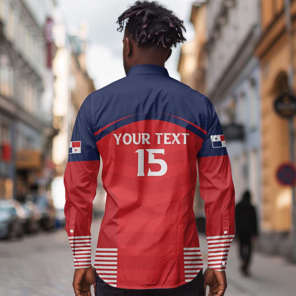 Custom Panama Football Long Sleeve Button Shirt Go Los Canaleros Go
