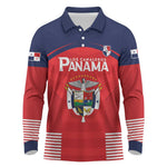 Custom Panama Football Long Sleeve Polo Shirt Go Los Canaleros Go