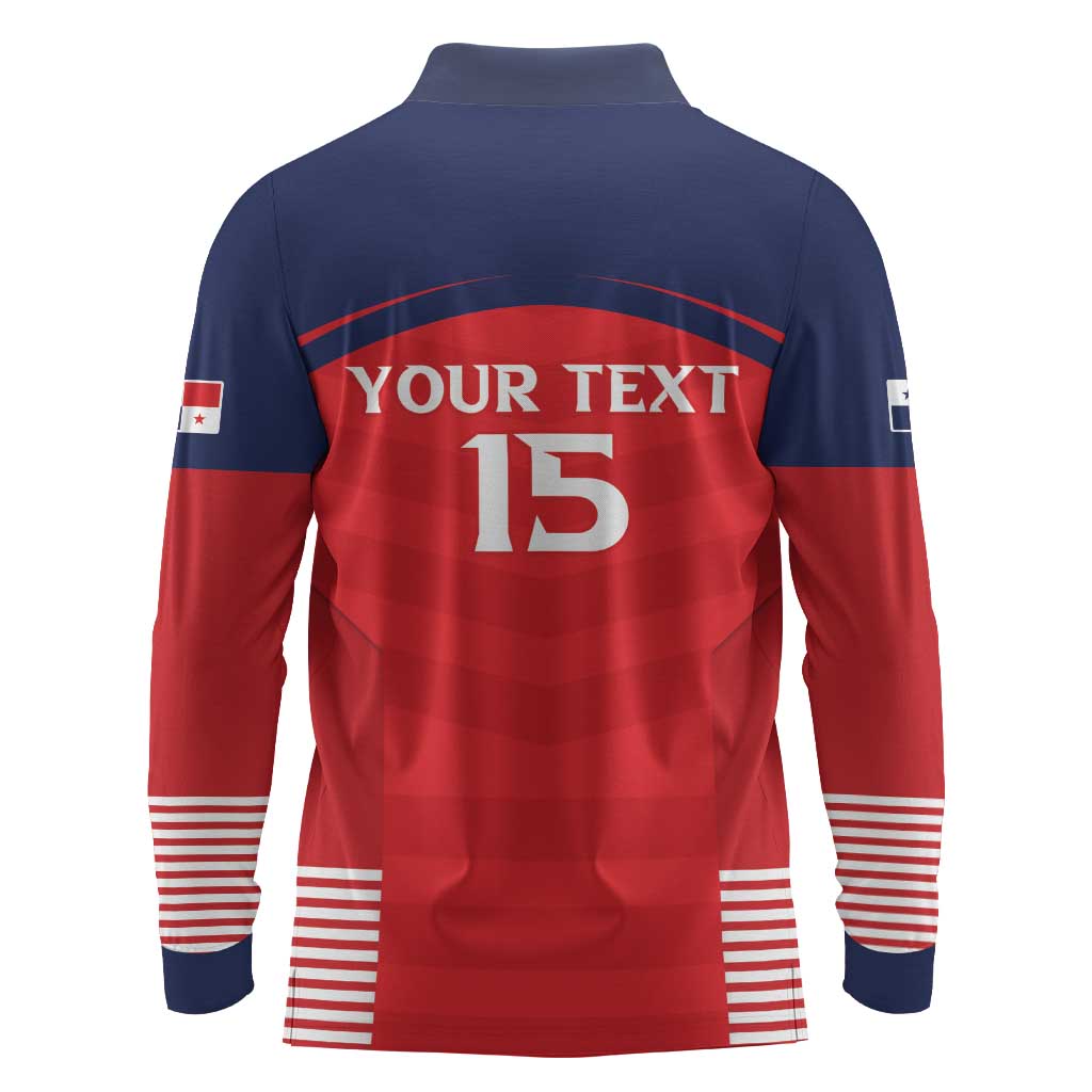 Custom Panama Football Long Sleeve Polo Shirt Go Los Canaleros Go