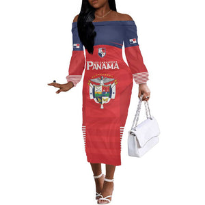 Custom Panama Football Off The Shoulder Long Sleeve Dress Go Los Canaleros Go