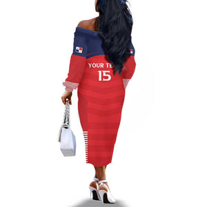 Custom Panama Football Off The Shoulder Long Sleeve Dress Go Los Canaleros Go