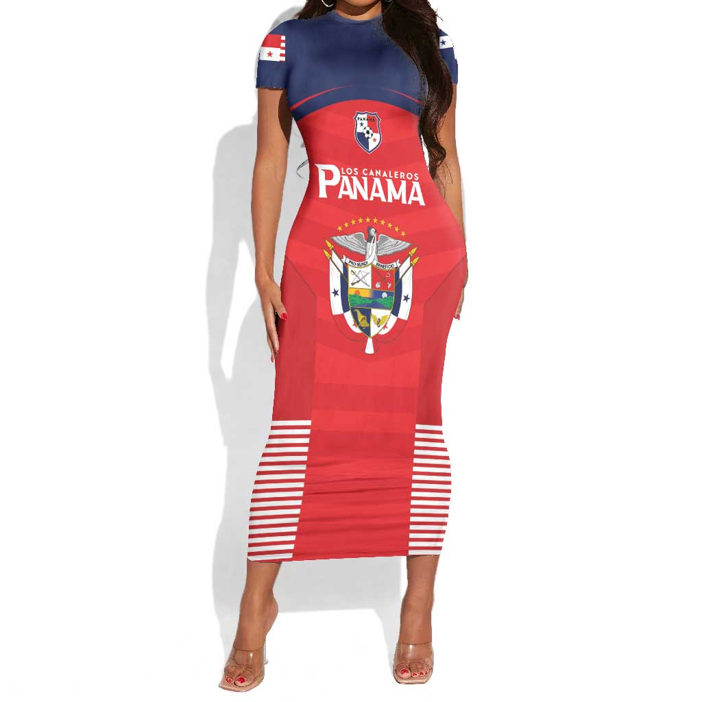 Custom Panama Football Short Sleeve Bodycon Dress Go Los Canaleros Go