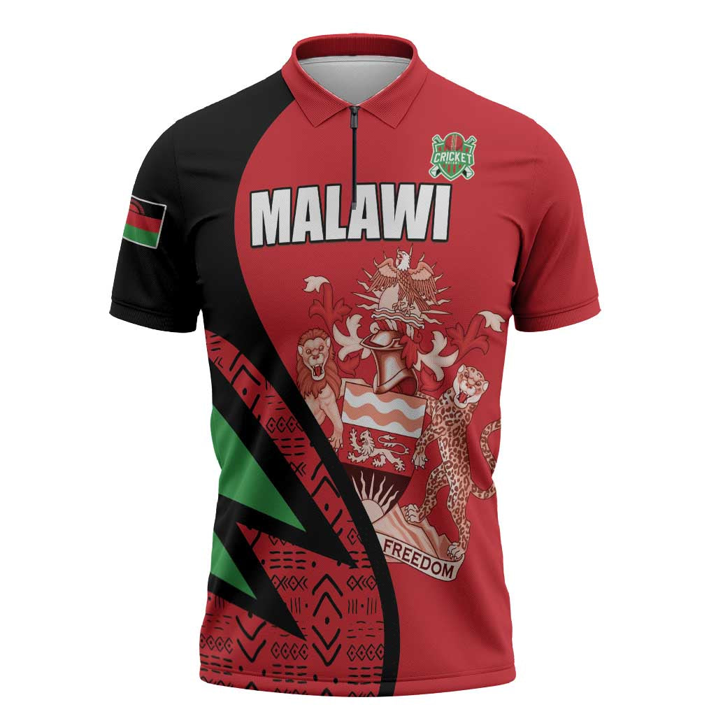 Custom Malawi Cricket Zipper Polo Shirt Go Champions