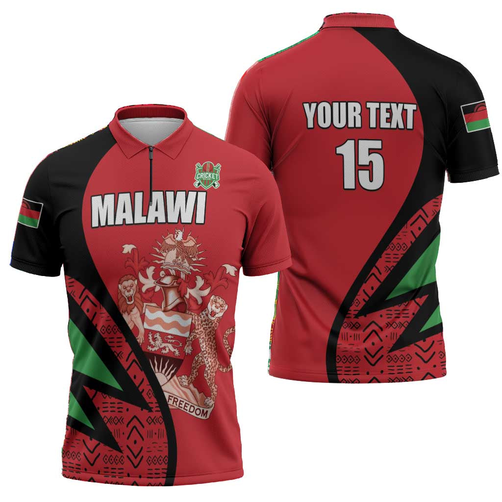 Custom Malawi Cricket Zipper Polo Shirt Go Champions