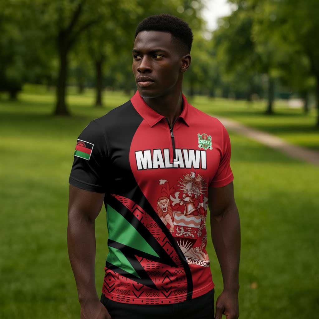 Custom Malawi Cricket Zipper Polo Shirt Go Champions