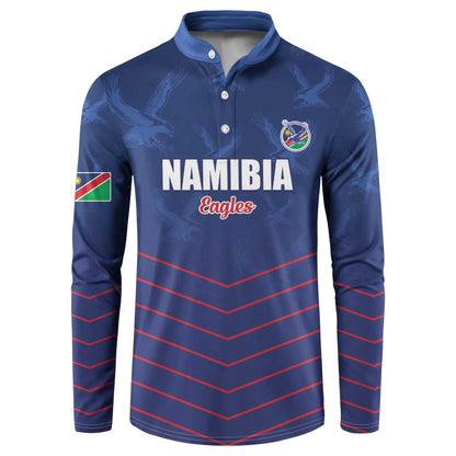 Custom Namibia Cricket Button Sweatshirt Go Eagles Go