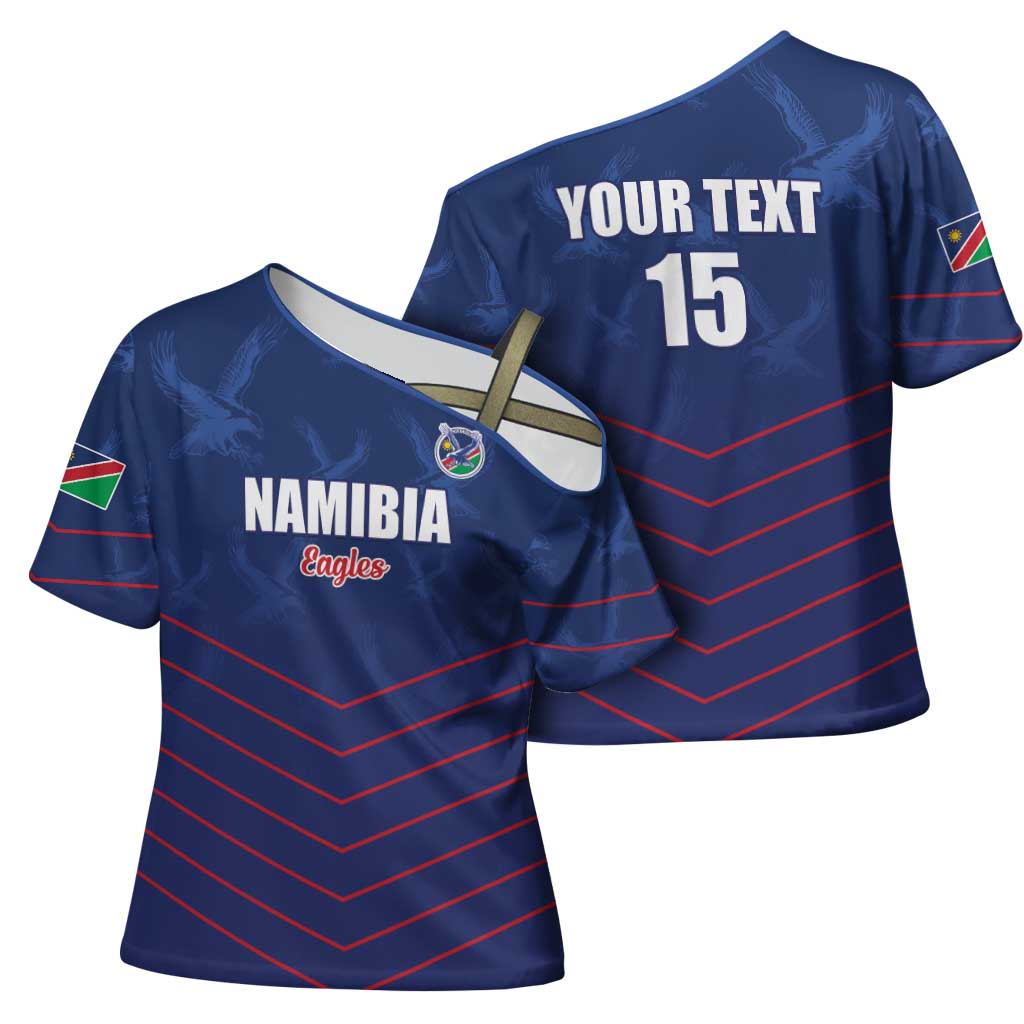 Custom Namibia Cricket Cross Shoulder Shirt Go Eagles Go