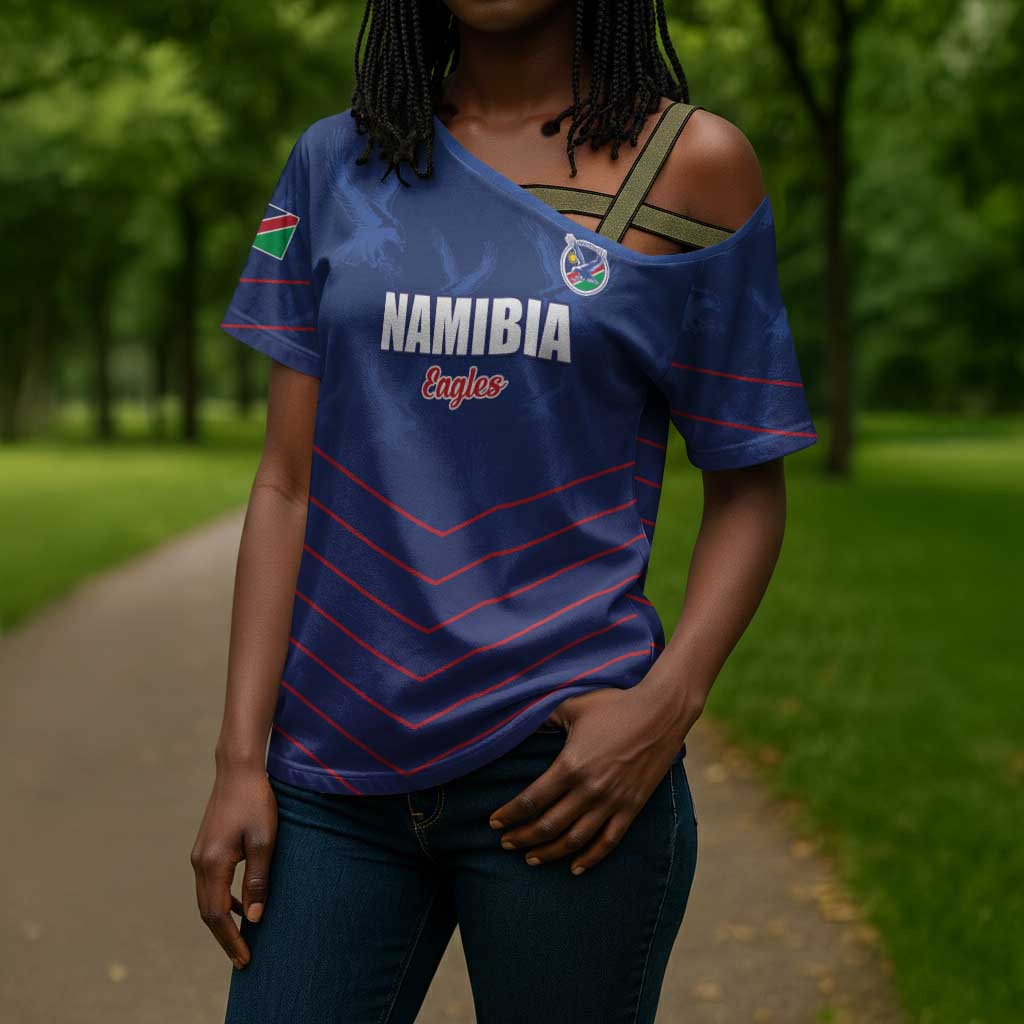Custom Namibia Cricket Cross Shoulder Shirt Go Eagles Go