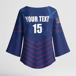 Custom Namibia Cricket Kimono Sleeve Blouse Go Eagles Go
