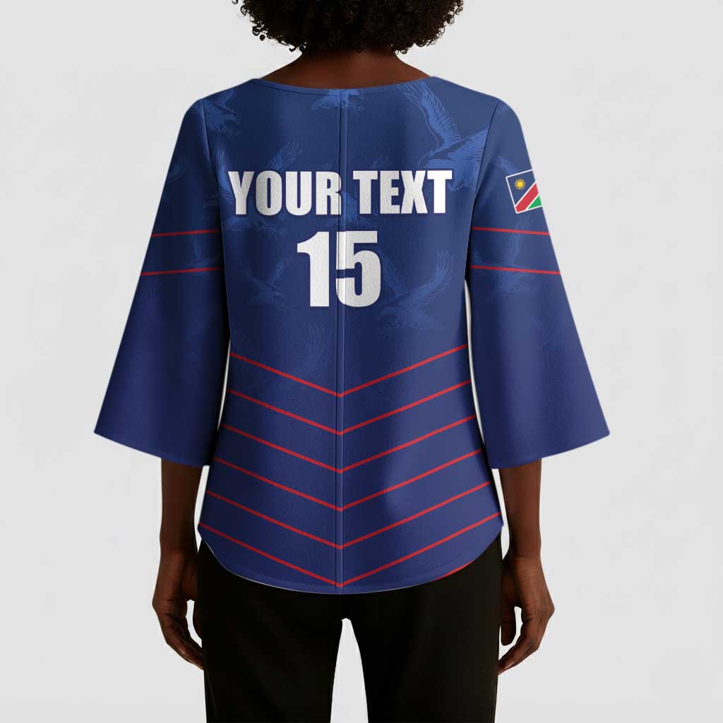 Custom Namibia Cricket Kimono Sleeve Blouse Go Eagles Go