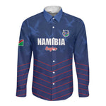 Custom Namibia Cricket Long Sleeve Button Shirt Go Champions - African Pride