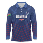 Custom Namibia Cricket Long Sleeve Polo Shirt Go Champions - African Pride