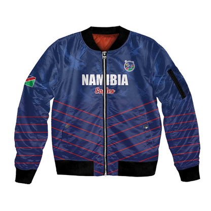 Custom Namibia Cricket Sleeve Zip Bomber Jacket Go Champions - African Pride