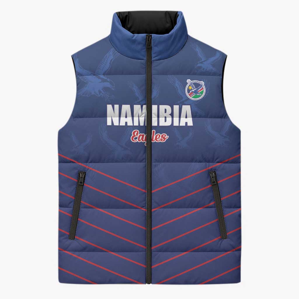 Custom Namibia Cricket Sleeveless Puffer Jacket Go Eagles Go
