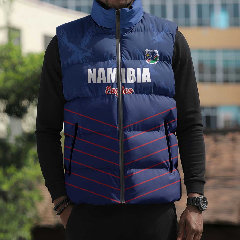Custom Namibia Cricket Sleeveless Puffer Jacket Go Eagles Go