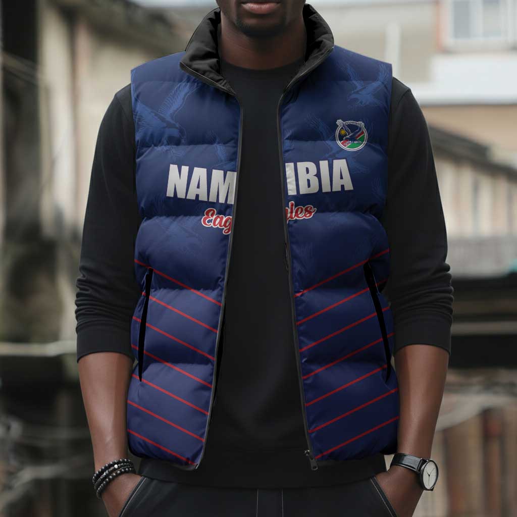Custom Namibia Cricket Sleeveless Puffer Jacket Go Eagles Go